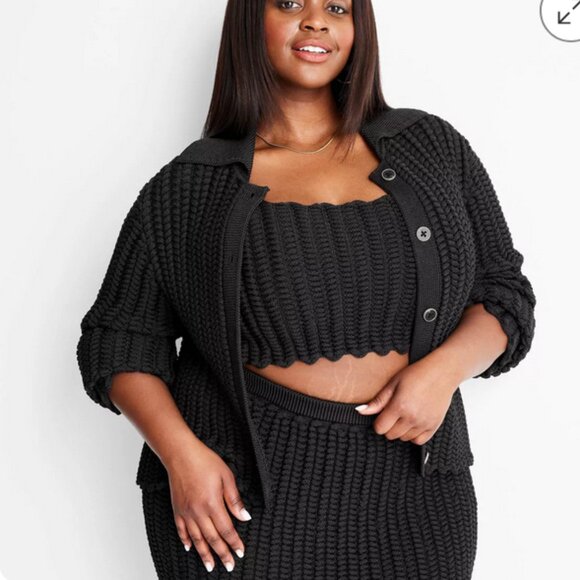 Jenee Naylor Braided SET Cardigan and Skirt combo NWT Black Size 3X - Picture 3 of 4